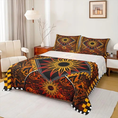 Miniatura 36 de Erosebridal Southwestern - Juego de sábanas y fundas de almohada, juego de sábanas azteca bohemio, diseño hippie de cachemira, tamaño individual