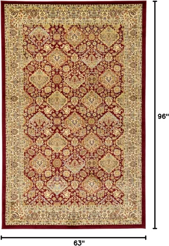 Miniatura 2 de Unique Loom - Colección Voyage - Alfombra redonda tradicional oriental, marrón, Polipropileno, Marrón/Rojo