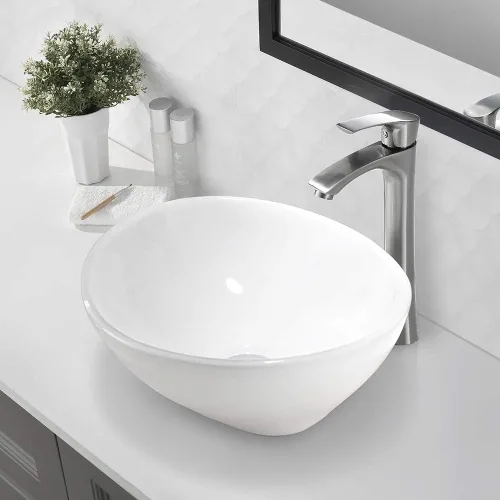 Miniatura 7 de Combo de fregadero y grifo de baño, fregadero ovalado de 16 x 13 pulgadas, fregadero de baño ovalado sobre la encimera, fregadero de baño, grifo