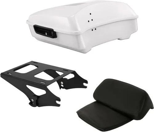 Miniatura 35 de TCT-MOTORPARTS Atlas Silver Metálico Maletero de Viaje Modificado con Respaldo y Montaje en Rack Adecuado para Harley Touring 14-25 Street Glide