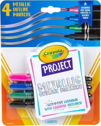 Crayola Marcadores de contorno metálicos, colores surtidos, suministros de arte, 4 unidades