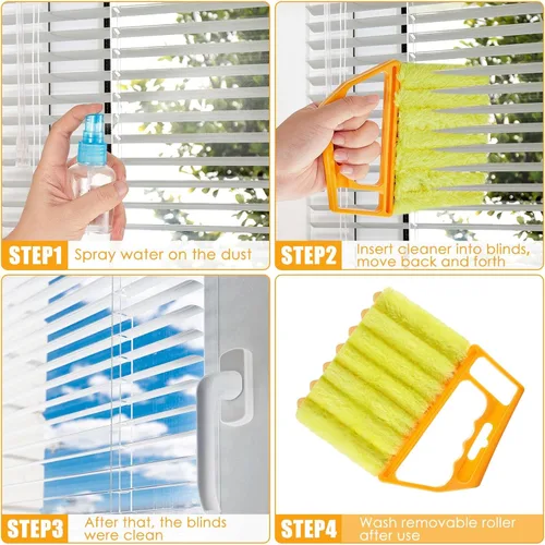Miniatura 5 de Geiserailie Limpiador veneciano para ventana, 2 piezas, herramienta lavable con 7 dedos, limpiador de polvo y persiana de ventilación de aire, 2