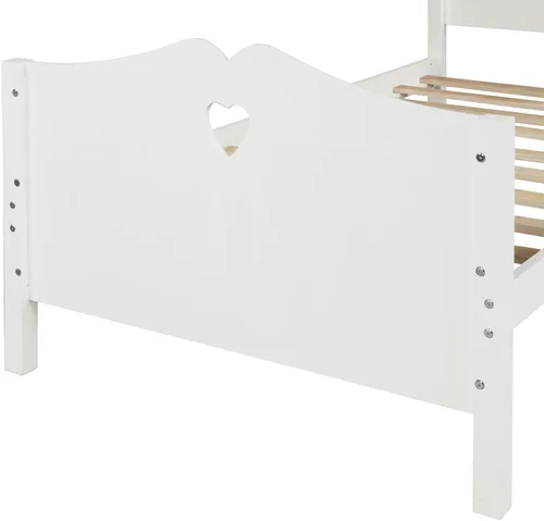 Miniatura 7 de MERITLINE Base de cama de plataforma de tamaño individual, cama de plataforma de madera maciza con cabecera y estribo, soporte de listones de madera
