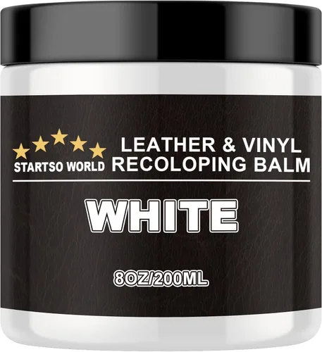 STARTSO WORLD - Bálsamo recolorante de cuero, kit de reparación de cuero blanco para muebles, tinte restaurador de color de cuero para sofás,