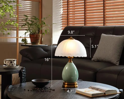 Miniatura 4 de Glivpny Lámpara vintage para sala de estar, lámparas de mesa de cerámica modernas de 16 pulgadas para dormitorio, mesita de noche retro lámparas