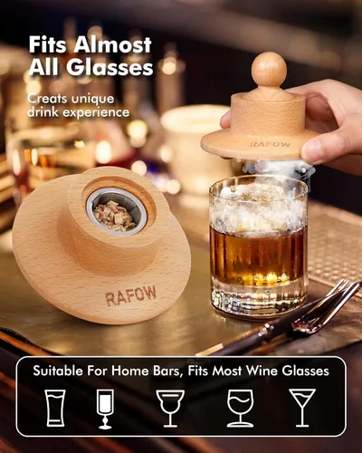 Miniatura 5 de Kit de Ahumador de Cóctel con Antorcha - Kit de Ahumador de Whiskey con 6 Sabores de Virutas de Madera Ahumada - Kit de Ahumador de Bebidas Old