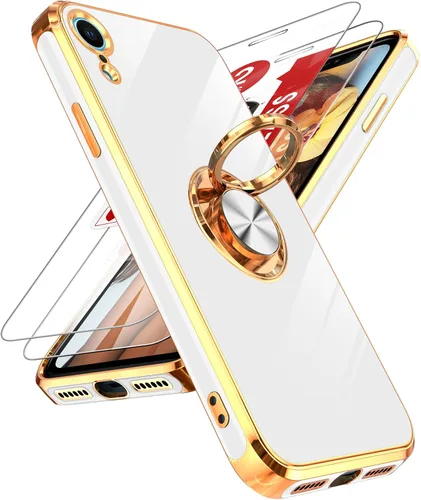 Miniatura 116 de LeYi Funda para Samsung Galaxy S22 Ultra con soporte de anillo giratorio de 360°, soporte magnético, chapado en oro rosa, borde protector para Negro