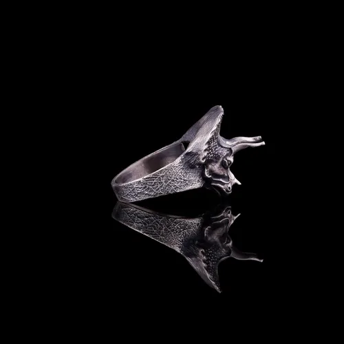 Miniatura 4 de Triceratops Ring, Dinosaur Ring Sterling Silver, Torosaurus Ring, Jurassic Ring, Dinosaur Head Ring, Artisan Gift