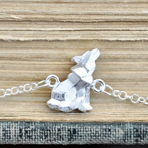 Miniatura 9 de Collar de lobo de origami con cadena de plata de ley de 16