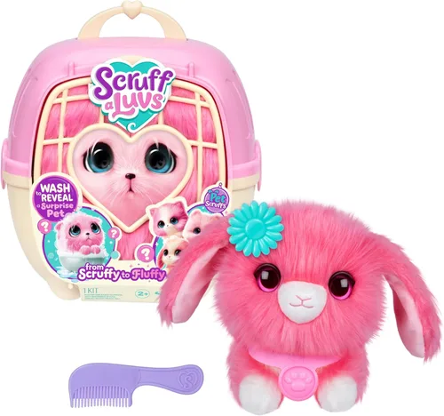 Miniatura 11 de SCRUFFALUVS Blue Surprise Pet, juguetes de peluche misteriosos, animales de peluche, lava para revelar 1 de 3 mascotas de rescate: cachorro, conejo
