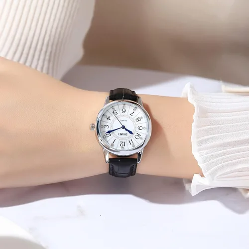 Miniatura 3 de SKMEI Lady Watches for Women Waterproof Leather Band Easy Reader Dress Diamond Analog Quartz Small Face Business Light Wrist Watch Girls Gifts