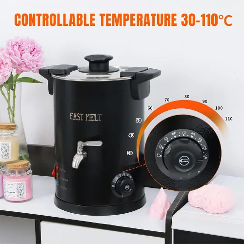 Miniatura 5 de FAST MELT Derretidor de cera de 5 litros para hacer velas, olla eléctrica de cera con boquilla fácil de verter y control de temperatura