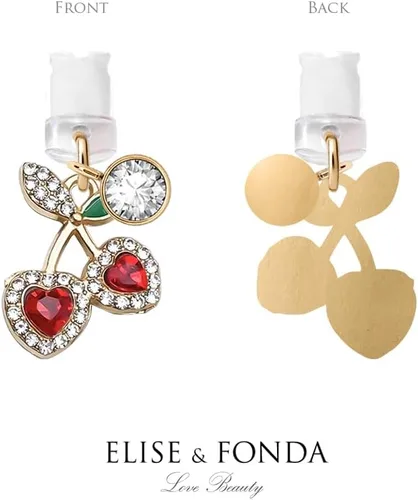 Miniatura 4 de ELISE & FONDA CP665 Puerto de carga USB Anti polvo Plug Little Crystal Cherry Phone Charm para iPhone 14/13/12/11/XS MAX/XR/X/8 Plus/7/6S/8/SE iPad