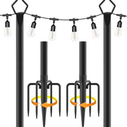 AILBTON Paquete de 2 postes de luz exterior de 10 pies, postes de luz de metal resistente para exteriores con soportes de montaje, ideal para