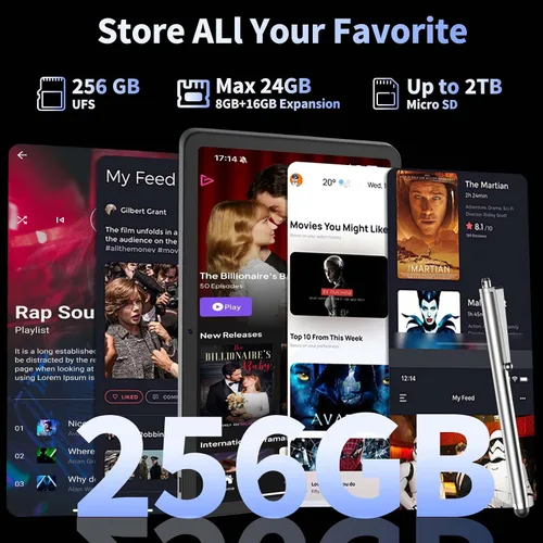 Miniatura 3 de Tablet 2025 de 12 pulgadas, tabletas Android 15 con teclado, 24GB+256GB+2TB Expand, pantalla 2K, Tablet PC con WiFi 5G, Octa-Core, 8000mAh, BT5.0