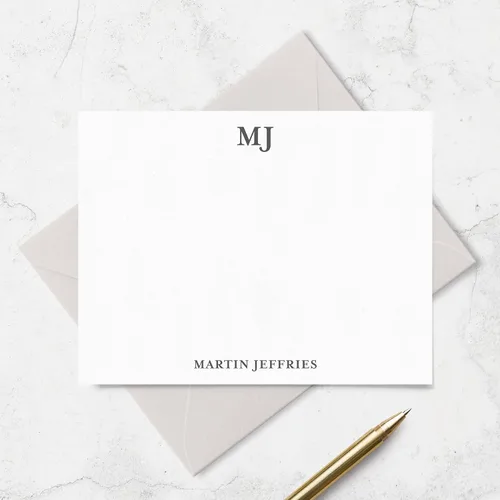 Miniatura 2 de Tarjetas de notas personalizadas con sobres, juego de papelería para hombres o mujeres con monograma y nombre - Papelería monogramada, tarjetas