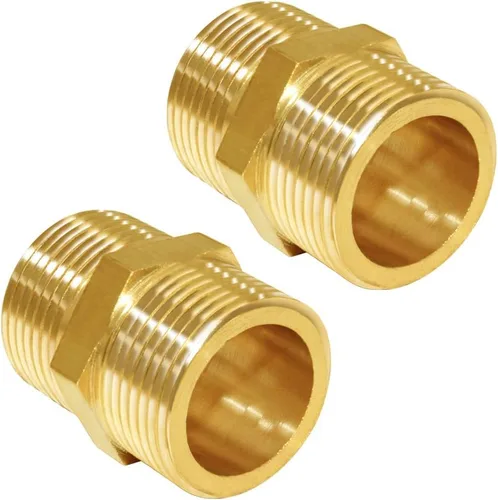 Miniatura 11 de Joywayus 5 unids latón tubería hexagonal pezón igual 1/4 "macho NPT macho aire combustible agua