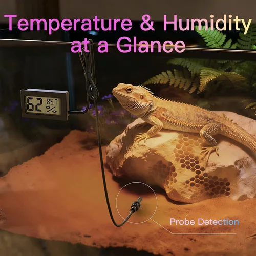 Miniatura 8 de Paquete de lámpara de calor para reptiles todo en uno, lámpara UVB&UVA de doble cabezal con temporizador e higrotermógrafo, iluminación UVA alta