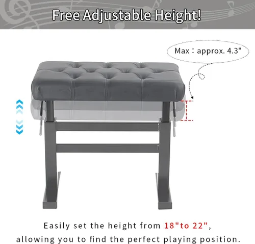 Miniatura 3 de lumizone Banco de teclado con elevación hidráulica – Banco de piano de altura ajustable, taburete de piano resistente con cuero PU de 23.62" x