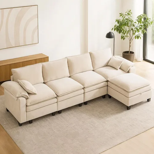 Miniatura 30 de Juego de sofá modular grande en forma de U – Sofá de nube de gran tamaño de 4 plazas para sala de estar, sofás grandes y cómodos de tela