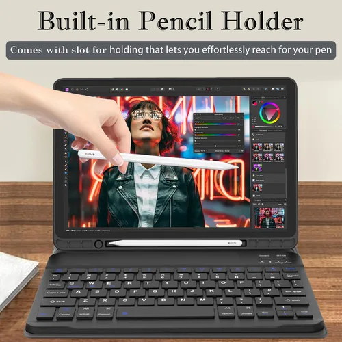 Miniatura 4 de Funda de teclado para iPad Pro de 12.9 pulgadas (modelo antiguo) 2015 1ª/2017 2ª generación - Teclado Bluetooth inalámbrico recargable, desmontable