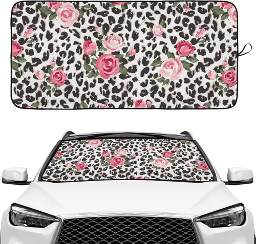 Miniatura 9 de Parasol para parabrisas de coche, SUV, camión, plegable, con diseño de bayas rosadas, fresas, fresas, reflectores, rayos UV, para ventana delantera