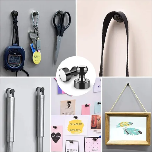Miniatura 6 de Grtard Paquete de 48 Chinchetas Magnéticas Negras, Imanes de Refrigerador para Pizarra Blanca, Imanes de Pizarra Blanca Imanes de Refrigerador, Negro