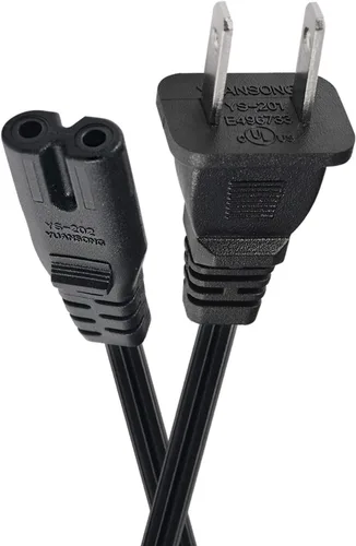 Miniatura 2 de VSEER Cable de alimentación de repuesto universal SPT2 18AWG no polarizado con certificación UL de 2 ranuras (NEMA 1-15P a IEC C7), color negro
