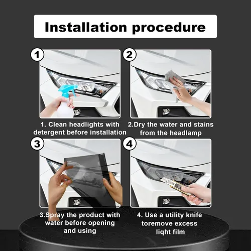 Miniatura 3 de Membrana de luz negra de 12 x 48 pulgadas para faros delanteros de automóvil, luz trasera, lámpara antiniebla, película protectora de embalaje