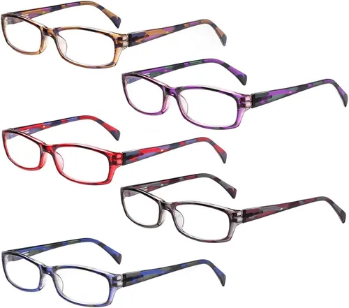 Miniatura 9 de Henotin - Paquete de 5 lentes de lectura con filtro de luz azul, antifatiga visual, lentes de lectura para computadora para mujeres y hombres
