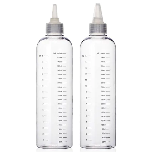 Segbeauty Botellas de tinte para el cabello de 16.9 onzas, 2 botellas aplicadoras de color de cabello medidas recargables de 16.9 fl oz, botella de