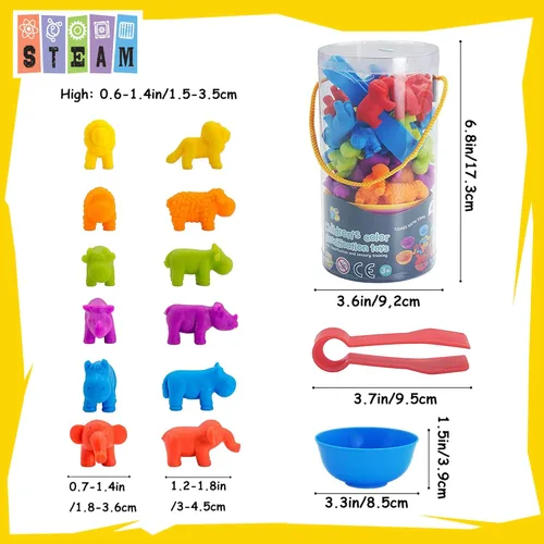 Miniatura 6 de UNIQUE KIDS Juego de Juguetes Educativos de Conteo con Tazas de Clasificación – Juego de Entrenamiento de Clasificación de Colores Sensoriales