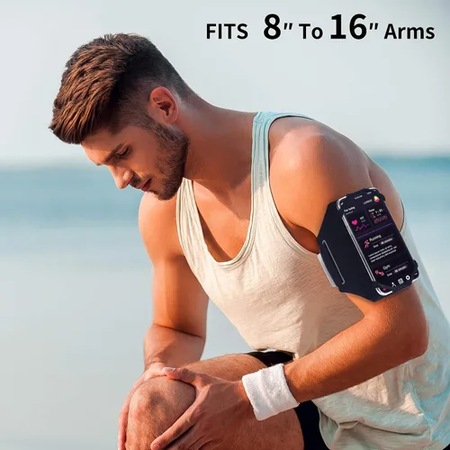 Miniatura 7 de Juego de brazalete y soporte para teléfono para bicicleta, correa reflectante desmontable y giratoria de 360° con bolsa de bolsillo con cremallera
