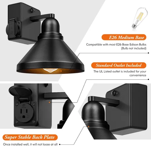 Miniatura 4 de Brightever Luces de pared para exteriores con sensor de movimiento, luces de porche del atardecer al amanecer, apliques de pared para exteriores
