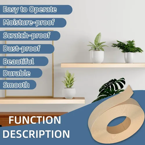 Miniatura 6 de Bandas de Borde de Abedul, rollo de 1 1/2 pulgadas x 10 pies de Bandas de Borde de Chapa - Pre-encoladas Flexibles, Cinta de Madera Real
