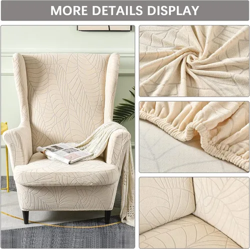 Miniatura 3 de Funda impermeable para silla con respaldo de ala, fundas elásticas de jacquard para silla con respaldo de ala de 2 piezas, funda de sofá