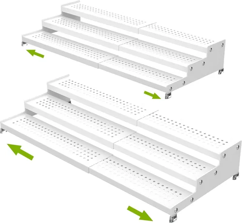 Miniatura 10 de Jojocross Organizador de especias de metal para gabinete, estante de almacenamiento de especias expandible de 3 niveles, ideal para armarios de Gris