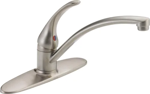 Miniatura 2 de Delta Foundations Grifo de Cocina Cromado, Grifo de Fregadero de Cocina Contemporáneo de 3 Agujeros, Mango Único, Cromado B1310LF Cromo