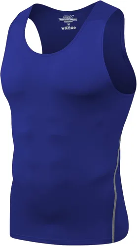 Miniatura 12 de Audoc Camiseta de compresión para hombre, paquete de 3 unidades, color negro, camiseta sin mangas de compresión atlética
