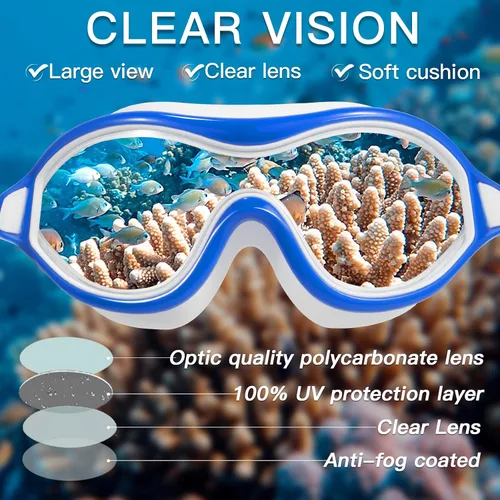 Miniatura 7 de Keary Paquete de 2 gafas de natación para adultos y jóvenes con junta de silicona suave, protección UV antivaho sin fugas, gafas de visión clara