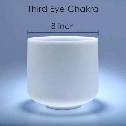 Miniatura 4 de TOPFUND - Cuenco de cristal de 8 pulgadas, afinado en la nota A, para el chakra del tercer ojo, instrumento de meditación y sanación del sonido