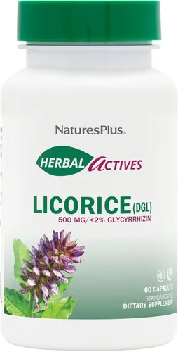 Miniatura 6 de NaturesPlus Herbal Actives - Cápsulas de regaliz (DGL) - 60 cápsulas - Sin OMG, veganas, sin gluten - 60 porciones