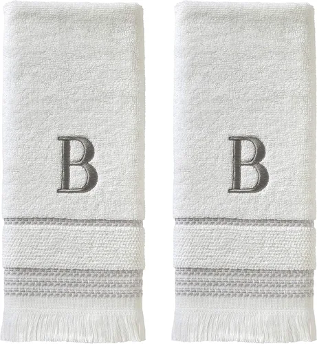 Miniatura 93 de SKL Home Toalla de baño casual con monograma, S, 28 x 54 pulgadas, color blanco