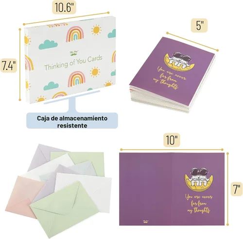 Miniatura 4 de Mr. Pen - Tarjetas de Pensamiento en Ti con Sobres, 20 Diseños Únicos, Grandes 5"x7", Tarjeta de Pensamiento en Ti, en Blanco por Dentro, Tarjetas