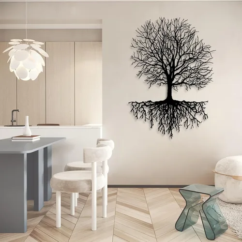 Miniatura 3 de Yemwot Arte de pared de metal árbol de la vida, arte de pared de árbol de metal, decoración industrial, silueta de rama, decoración de sala de estar