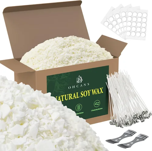Miniatura 10 de Ohcans Kit de suministros para hacer velas para principiantes, velas de cera de soya DIY para adultos, con olla para derretir cera de 900ml, mechas