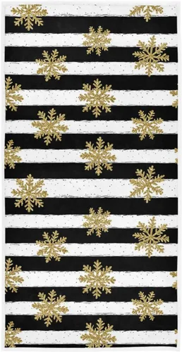 Pfrewn Toallas de mano doradas a rayas negras de 16 x 30 pulgadas, toalla de baño rústica de Navidad, invierno, ultra suave, altamente absorbente,
