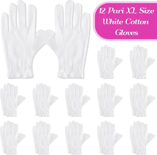 Miniatura 2 de Paxcoo 12 pares de guantes de algodón blanco XL para hidratación de manos secas, cosmética, eczema, spa de manos y inspección de joyas