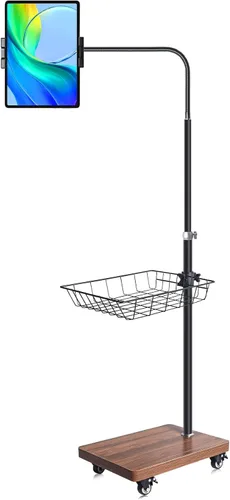 Miniatura 10 de wishacc Soporte de Piso para Tableta para Cama - Soporte de Tableta con Cuello de Cisne con Altura Ajustable y 4 Ruedas, Compatible con iPad mini