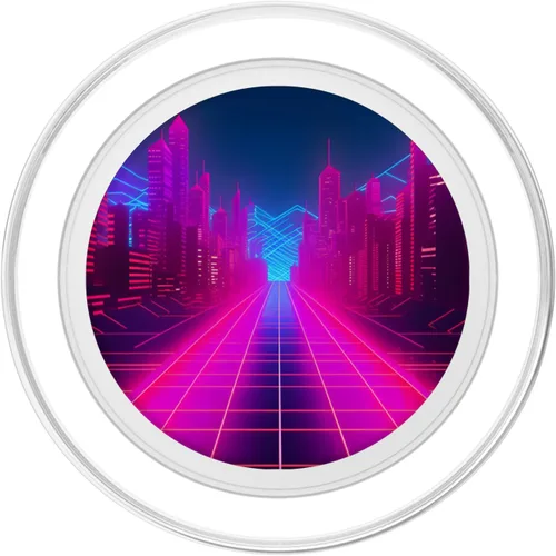 Miniatura 2 de Retrowave City 80s Vaporwave Synthwave PopSockets MagSafe PopGrip for iPhone